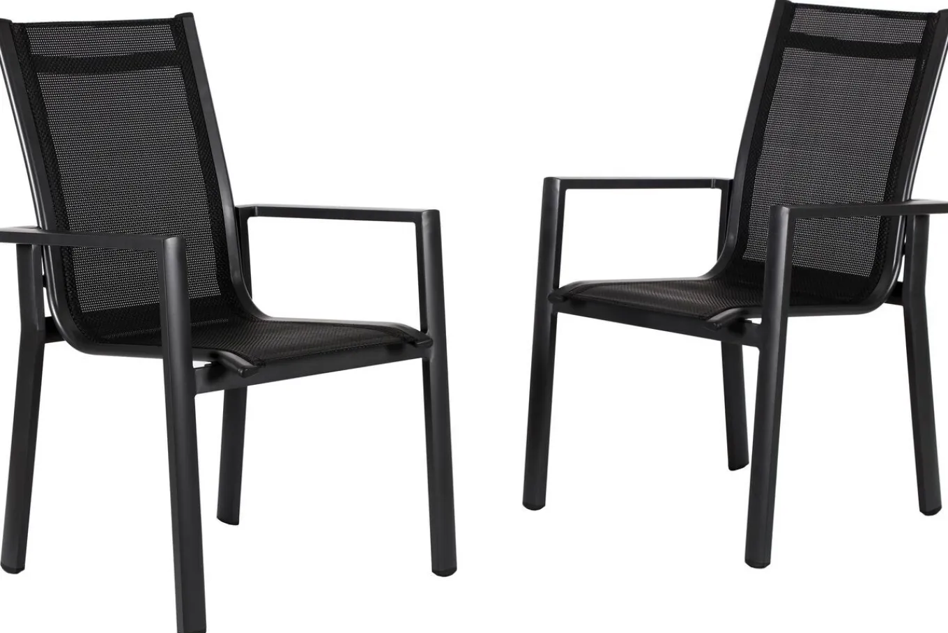 Best Serro Garten-Essgruppe, anthrazit matt/schwarz,nature, Alu/Steinimitat/Textilene/Polyester, Tisch 200/260 x 100 cm, 6 Stapelsessel inkl. 6 Auflagen Garten-Essgruppen