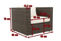 Sale Sessel, braun marmoriert, Polyrattan, 90 x 85 x 70 cm, wasserfeste Kissenbox Polyrattan-Gartenmöbel|Gartenlounge