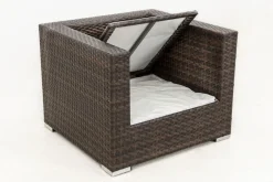 Sale Sessel, braun marmoriert, Polyrattan, 90 x 85 x 70 cm, wasserfeste Kissenbox Polyrattan-Gartenmöbel|Gartenlounge