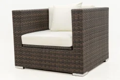 Sale Sessel, braun marmoriert, Polyrattan, 90 x 85 x 70 cm, wasserfeste Kissenbox Polyrattan-Gartenmöbel|Gartenlounge