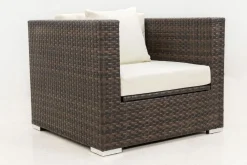 Sale Sessel, braun marmoriert, Polyrattan, 90 x 85 x 70 cm, wasserfeste Kissenbox Polyrattan-Gartenmöbel|Gartenlounge