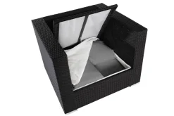 New Sessel, creme/weiß, schwarz, Polyrattan, inkl. Polster und Kissen, wasserfeste Kissenbox Polyrattan-Gartenmöbel|Gartenlounge