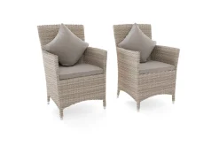 Sale Sessel, desert-beige, Polyrattan/Aluminium, 60 x 60 x 86 cm, hohe Belastbarkeit, abnehmbare Bezüge, mit Reißverschluss, 2er Set Aluminium-Gartenmöbel|Gartenstühle & Gartensessel