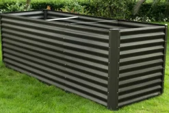 Outlet Set Hochbeet mit Erweiterungsmodul, anthrazit, Aluminium-Zink-Stahl, 120+80cm Hochbeet