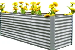 Best Set Hochbeet mit Erweiterungsmodul, silber, Aluminium-Zink-Stahl, 180+80cm Hochbeet