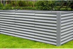 Best Set Hochbeet mit Erweiterungsmodul, silber, Aluminium-Zink-Stahl, 180+80cm Hochbeet