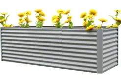 Sale Set Hochbeet mit Erweiterungsmodul, silber, Aluminium-Zink-Stahl, 120+80cm Hochbeet