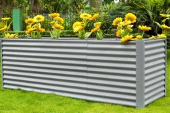 Sale Set Hochbeet mit Erweiterungsmodul, silber, Aluminium-Zink-Stahl, 120+80cm Hochbeet