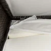 Hot 2-Sitzer Ecksofa, braun marmoriert, Polyrattan, 145 x 85 x 70 cm, wasserfeste Kissenbox, Armlehne re. Polyrattan-Gartenmöbel|Gartenlounge