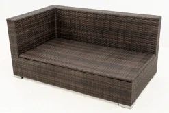 Hot 2-Sitzer Ecksofa, braun marmoriert, Polyrattan, 145 x 85 x 70 cm, wasserfeste Kissenbox, Armlehne re. Polyrattan-Gartenmöbel|Gartenlounge