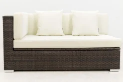 Hot 2-Sitzer Ecksofa, braun marmoriert, Polyrattan, 145 x 85 x 70 cm, wasserfeste Kissenbox, Armlehne re. Polyrattan-Gartenmöbel|Gartenlounge