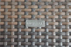 Hot 2-Sitzer Ecksofa, braun marmoriert, Polyrattan, 145 x 85 x 70 cm, wasserfeste Kissenbox, Armlehne re. Polyrattan-Gartenmöbel|Gartenlounge