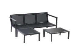 Best 3-Sitzer Sofa, anthrazit matt, Alu/Polyester, 167x75x66 cm, inklusive Hocker und Beistelltisch Gartenlounge|Aluminium-Gartenmöbel