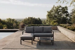 Best 3-Sitzer Sofa, anthrazit matt, Alu/Polyester, 167x75x66 cm, inklusive Hocker und Beistelltisch Gartenlounge|Aluminium-Gartenmöbel