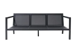Best 3-Sitzer Sofa, anthrazit matt, Alu/Polyester, 167x75x66 cm, inklusive Hocker und Beistelltisch Gartenlounge|Aluminium-Gartenmöbel