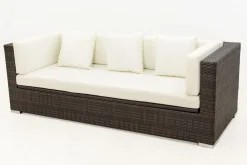 Hot 3-Sitzer Sofa, braun marmoriert, Polyrattan, 210 x 85 x 70 cm, wasserfeste Kissenbox Polyrattan-Gartenmöbel|Gartenlounge