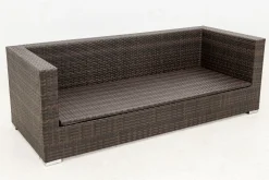 Hot 3-Sitzer Sofa, braun marmoriert, Polyrattan, 210 x 85 x 70 cm, wasserfeste Kissenbox Polyrattan-Gartenmöbel|Gartenlounge