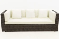 Hot 3-Sitzer Sofa, braun marmoriert, Polyrattan, 210 x 85 x 70 cm, wasserfeste Kissenbox Polyrattan-Gartenmöbel|Gartenlounge