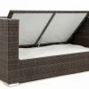 Hot 2-Sitzer Sofa, braun marmoriert, Polyrattan, 152 x 85 x 70 cm, wasserfeste Kissenbox Polyrattan-Gartenmöbel|Gartenlounge