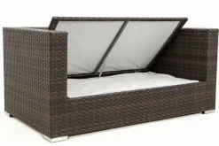 Hot 2-Sitzer Sofa, braun marmoriert, Polyrattan, 152 x 85 x 70 cm, wasserfeste Kissenbox Polyrattan-Gartenmöbel|Gartenlounge