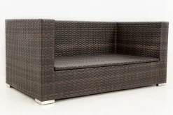 Hot 2-Sitzer Sofa, braun marmoriert, Polyrattan, 152 x 85 x 70 cm, wasserfeste Kissenbox Polyrattan-Gartenmöbel|Gartenlounge