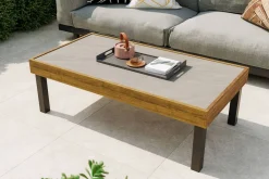 Best Skagen Couchtisch, Anthrazit, Teak/Aluminium, 125x65 cm, Pflegeleicht Gartentische|Teak-Gartenmöbel