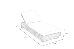 Hot Sonnenliege, creme/weiß, schwarz, Polyrattan, 200x80x37,5cm, inkl. Polster, Rückenlehne 4-stufig verstellbar Polyrattan-Gartenmöbel|Gartenliegen