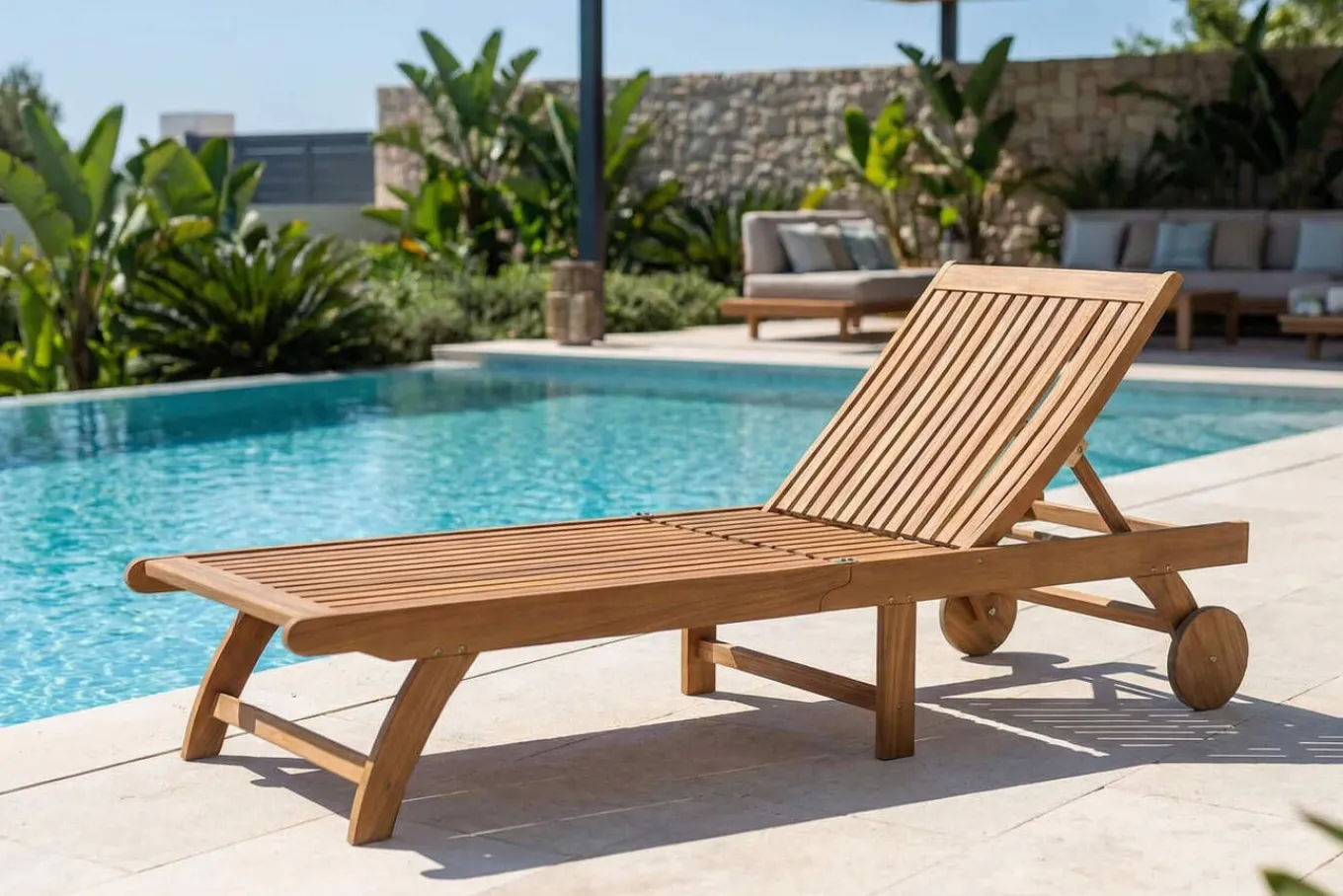 Best Sonnenliege, natur, Akazie, Geölt, Rollbar, Vertikal Verstellbar, FSC®-zertifiziertes Produkt Gartenliegen