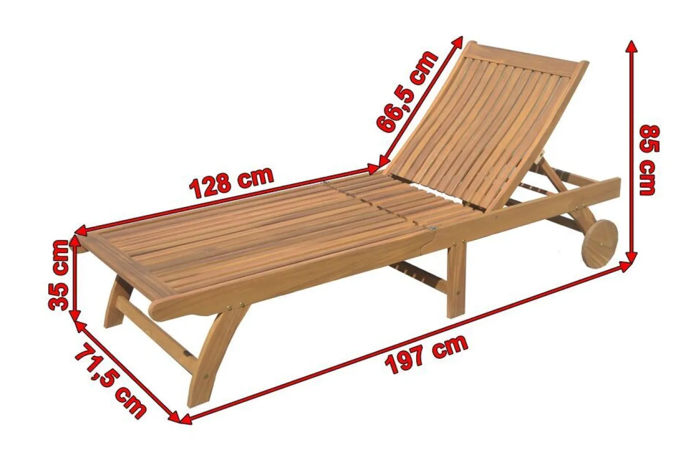 Best Sonnenliege, natur, Akazie, Geölt, Rollbar, Vertikal Verstellbar, FSC®-zertifiziertes Produkt Gartenliegen