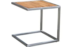 New Sonnenliegen-Set, schwarz, Edelstahl/Teak, 195,5x74x35cm, mit Armlehnen, inkl. Beistelltisch 45x45cm, FSC®-zertifiziertes Produkt Edelstahl-Gartenmöbel|Gartenliegen
