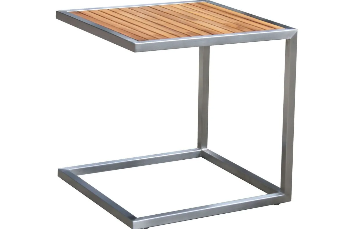Discount Sonnenliegen-Set, silber, Edelstahl/Teak, 195,5x74x35cm, mit Armlehnen, inkl. Beistelltisch 45x45cm, FSC®-zertifiziertes Produkt Gartenliegen