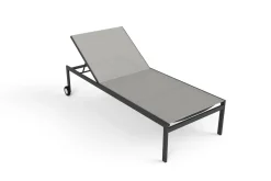 Discount Sonnenliege, Schwarz, Aluminium, pflegeleicht, korrosionsbeständig, mit Fußkappen, hohe Belastbarkeit, witterungsbeständig Gartenliegen