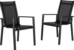 Discount Stapelsessel, anthrazit matt/schwarz, Alu/Textilene, 60x69x93,5cm Gartenstühle & Gartensessel