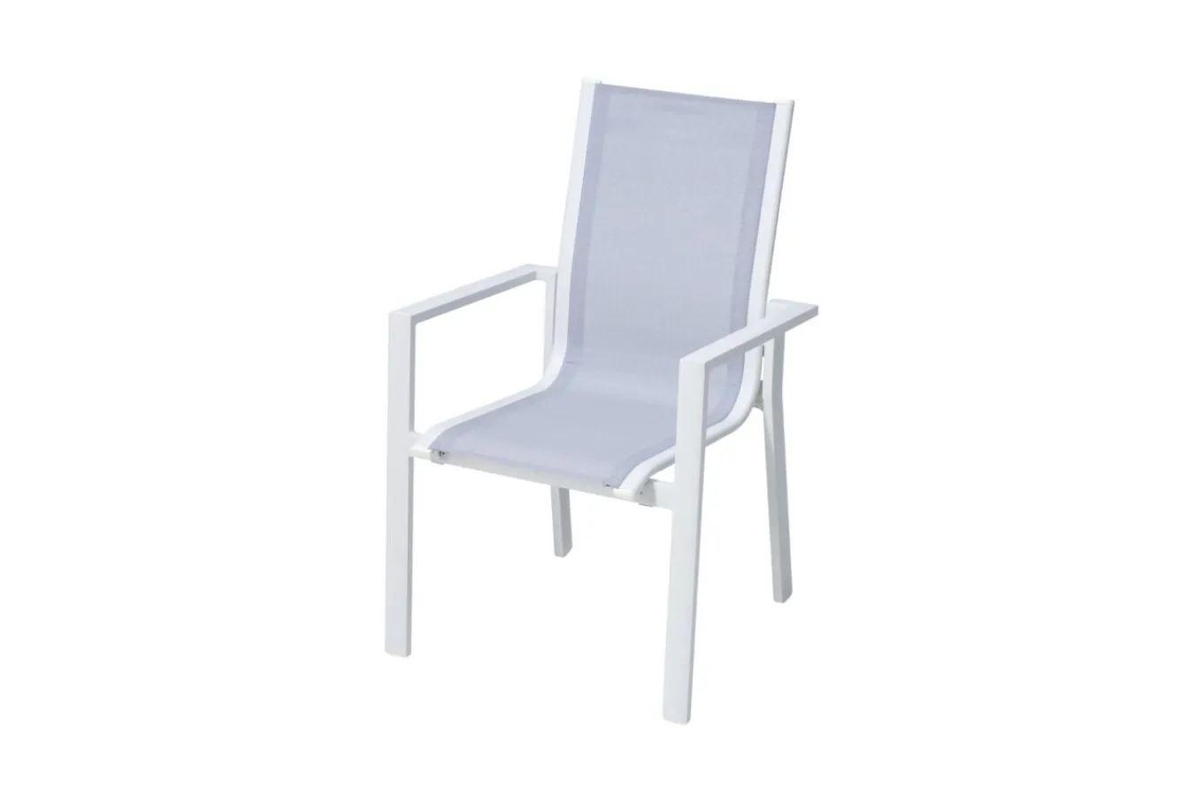 Outlet Stapelsessel, creme/weiß, Alu/Textilene, stapelbar, pulverbeschichtet, robuste Konstruktion Aluminium-Gartenmöbel|Gartenstühle & Gartensessel