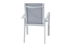 Outlet Stapelsessel, creme/weiß, Alu/Textilene, stapelbar, pulverbeschichtet, robuste Konstruktion Aluminium-Gartenmöbel|Gartenstühle & Gartensessel