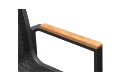 Discount Stapelstuhl, anthrazit matt, Alu/Textilene, Armlehnen aus Teak, pulverbeschichtet Gartenstühle & Gartensessel