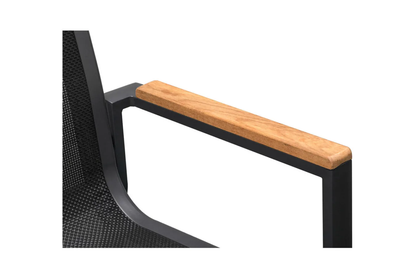 Discount Stapelstuhl, anthrazit matt, Alu/Textilene, Armlehnen aus Teak, pulverbeschichtet Gartenstühle & Gartensessel