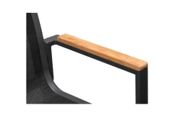 Discount Stapelstuhl, anthrazit matt, Alu/Textilene, Armlehnen aus Teak, pulverbeschichtet Gartenstühle & Gartensessel