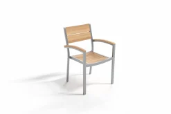 Online Stapelstuhl, silber/naturbelassen, Edelstahl/Teak, stapelbar, gebürstet, FSC®-zertifiziertes Produkt Edelstahl-Gartenmöbel|Gartenstühle & Gartensessel