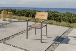 Online Stapelstuhl, silber/naturbelassen, Edelstahl/Teak, stapelbar, gebürstet, FSC®-zertifiziertes Produkt Edelstahl-Gartenmöbel|Gartenstühle & Gartensessel