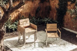 Hot Stapelstuhl, Teakholz/Edelstahl, 57x57x85cm, FSC®-zertifiziertes Produkt Edelstahl-Gartenmöbel|Gartenstühle & Gartensessel
