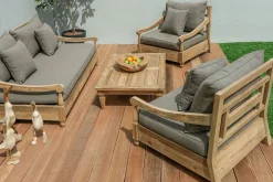 Discount Stuhl, natur, recyceltes Teak, 90X90x82cm, inkl. Kissen, mit Armlehnen, FSC®-zertifiziertes Produkt Gartenstühle & Gartensessel|Teak-Gartenmöbel