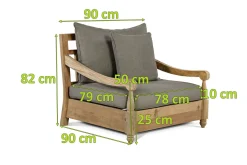 Discount Stuhl, natur, recyceltes Teak, 90X90x82cm, inkl. Kissen, mit Armlehnen, FSC®-zertifiziertes Produkt Gartenstühle & Gartensessel|Teak-Gartenmöbel