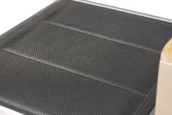 Discount Stuhl, schwarz, Edelstahl/Textilene, padded, Armlehnen aus Teakholz, 62x56,5x86cm Edelstahl-Gartenmöbel|Gartenstühle & Gartensessel