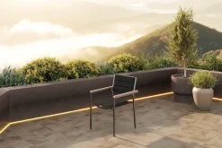 Discount Stuhl, schwarz, Edelstahl/Textilene, padded, Armlehnen aus Teakholz, 62x56,5x86cm Edelstahl-Gartenmöbel|Gartenstühle & Gartensessel
