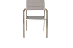 Hot Stuhl, silber, Edelstahl/Textilene, padded, Armlehnen aus Teakholz, 62x56,5x86cm Gartenstühle & Gartensessel