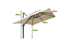 Best Sydney Ampelschirm, anthrazit/creme, Aluminium/Polyester, 400 x 300 cm Sonnenschirme