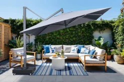 Sydney Ampelschirm, anthrazit matt/grau, Alu/Polyester,350 x 350 cm, mit Air-Vent System, inkl. Schirmständer Sonnenschirme