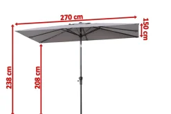 Sale Sydney Mittelstockschirm, anthrazit, pulverbesch. Aluminium/Polyester PA-beschichtet, 270 x 150 cm Sonnenschirme