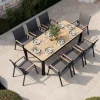 New Tallinn Garten-Essgruppe, 8 Personen, Tisch 200x90 cm, Alu/Holzimitat, anthrazit/natur Garten-Essgruppen|Aluminium-Gartenmöbel